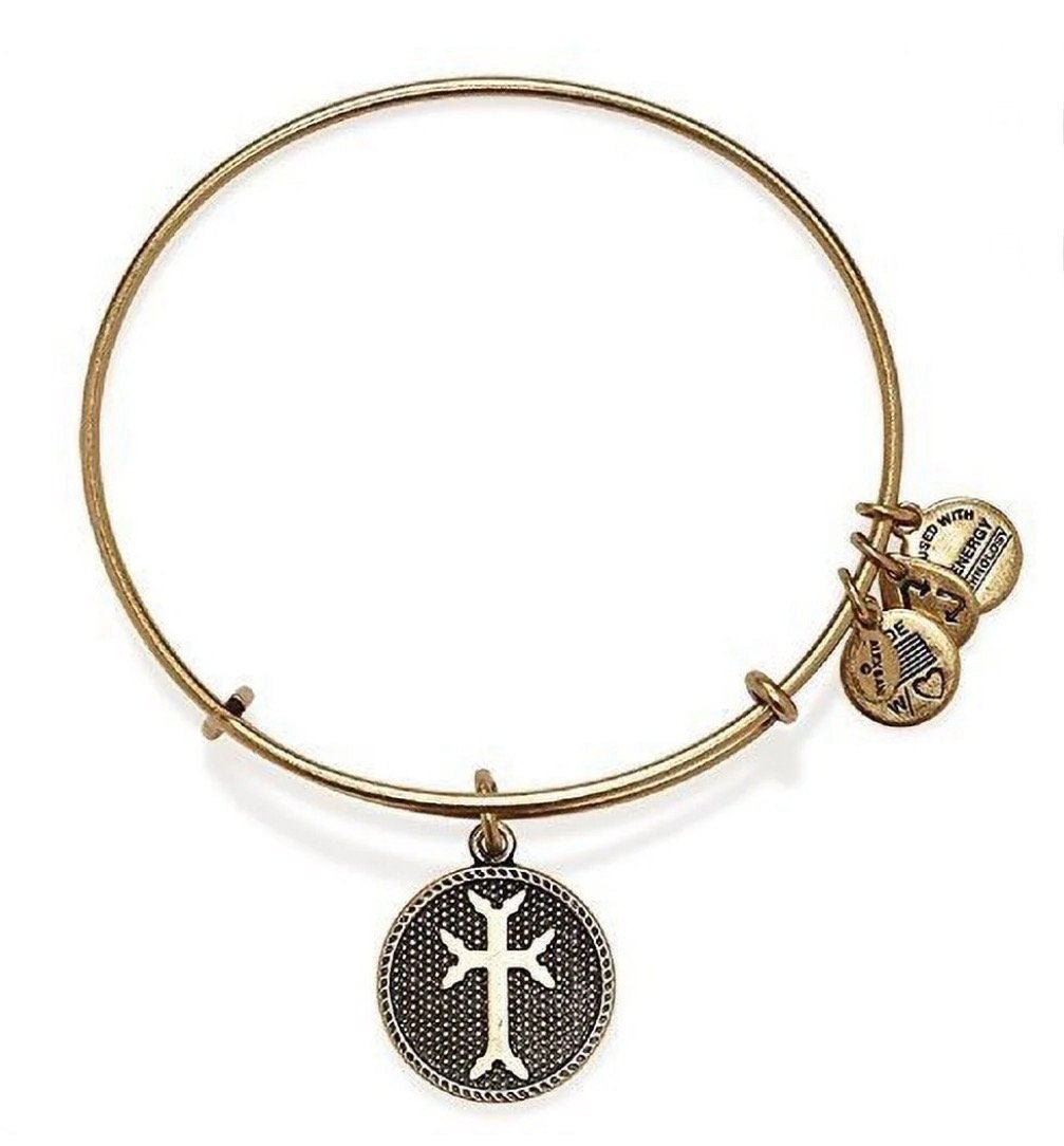 Alex and Ani - Armenian Cross Charm Bangle, Rafaelian Gold/Silver Finish Bracelet, Adjustable Bracelet, Collectable Gift For Her