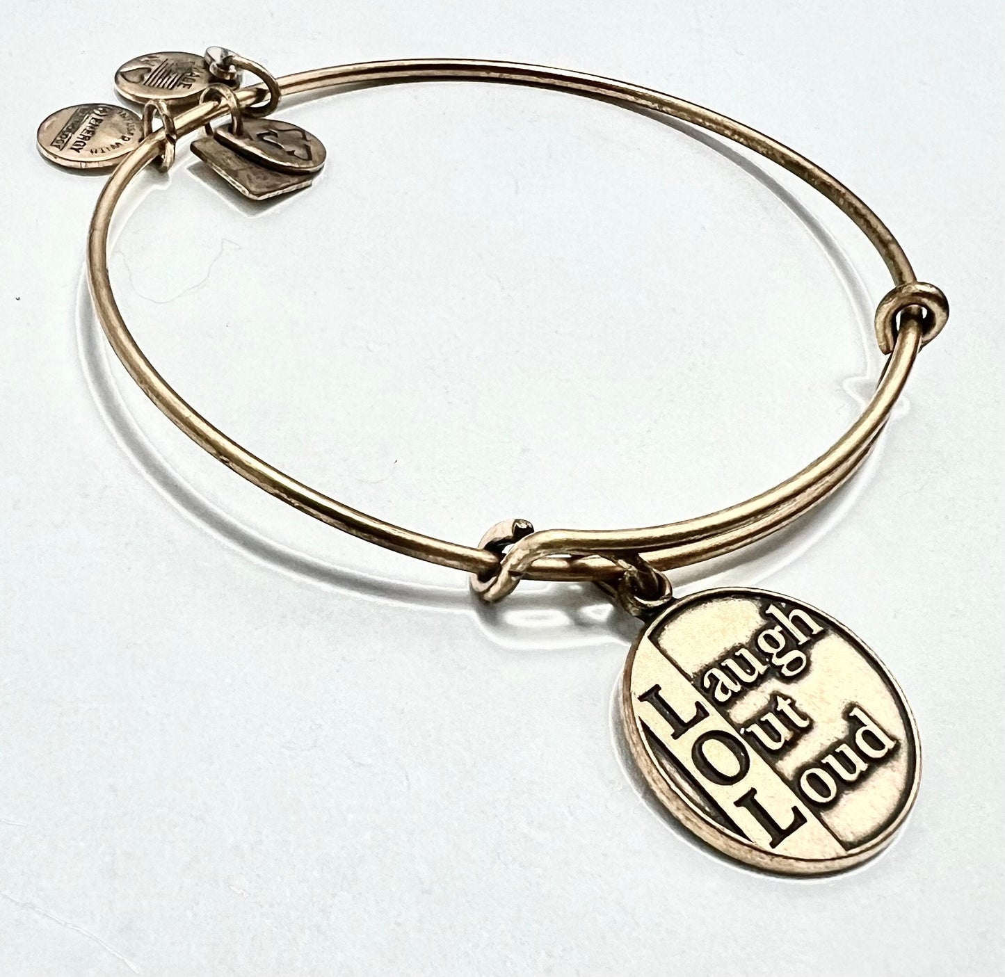 Alex and Ani - Laugh Out Loud Charm Bangle, Charity By Design, Gift for Her in Rafaelian Gold, Collectors Gift for Her.