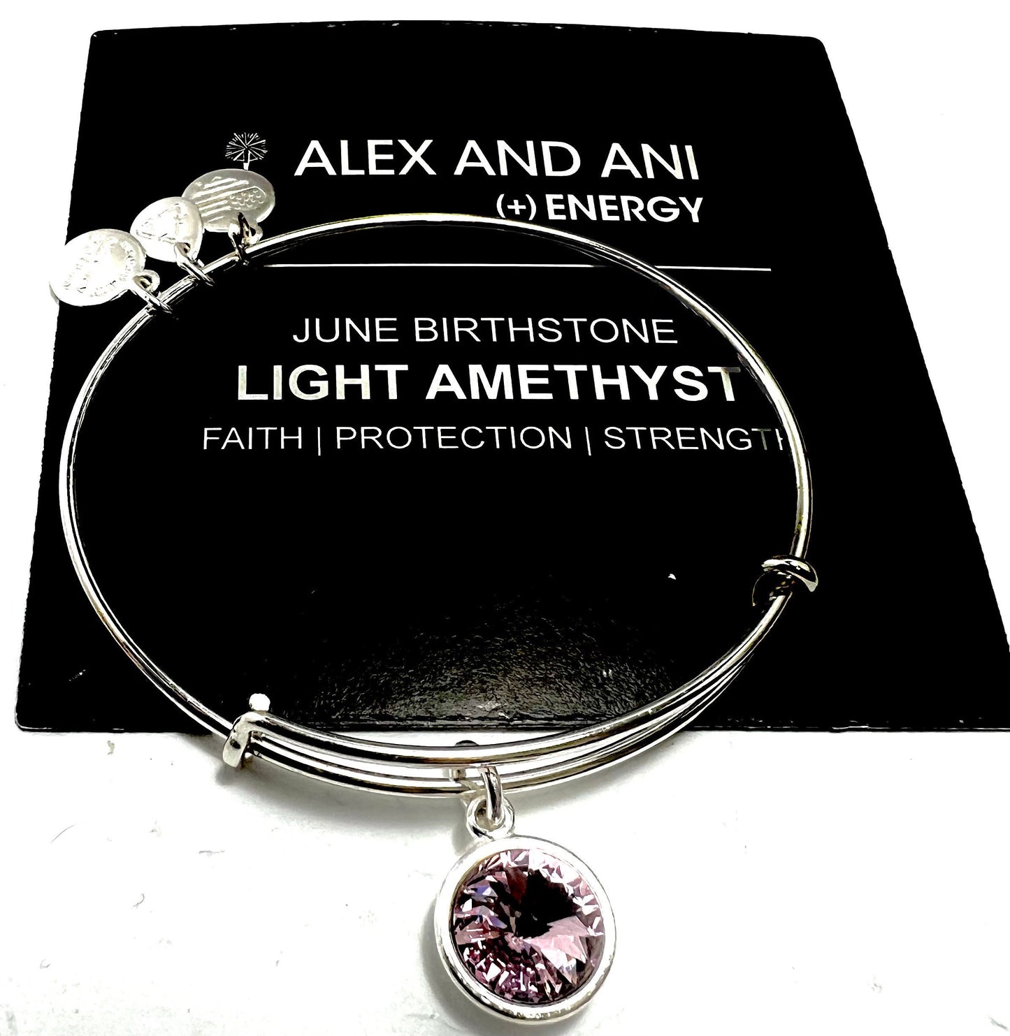 Alex and Ani - June Birthstone, Swarovski Crystal Charm Bangle, Rafaelian Shiny Silver/Shiny Gold, Stackable, Collectable Gift for Her, NWOT