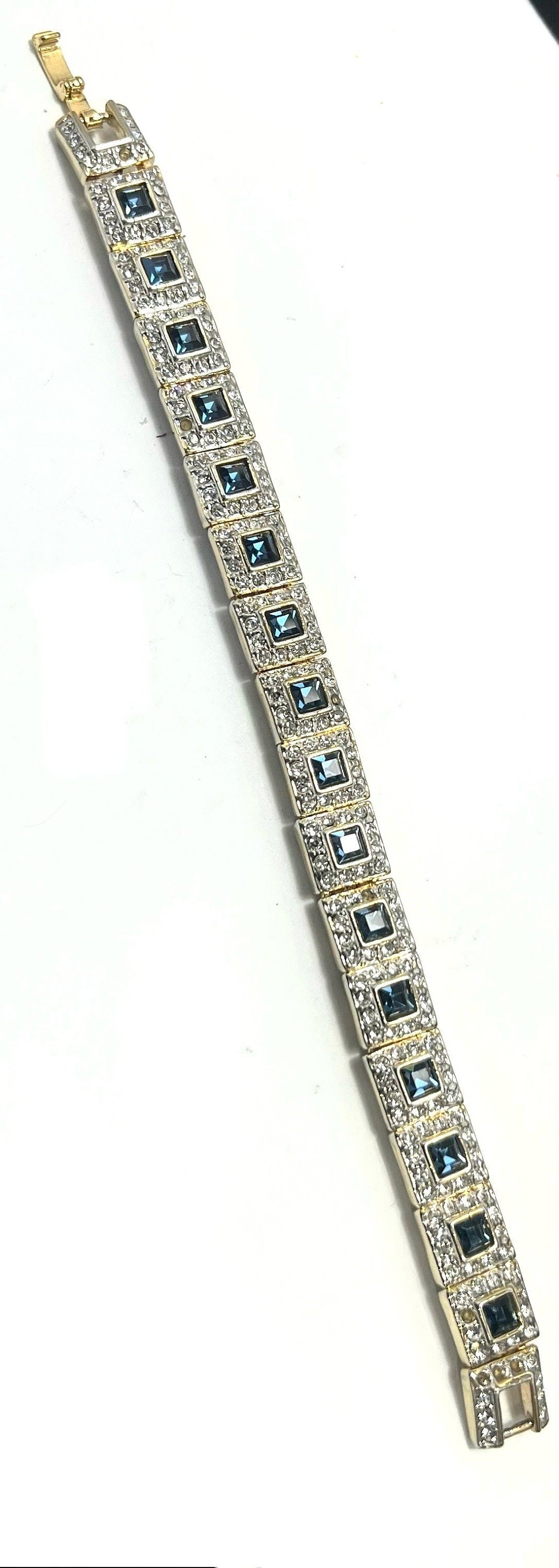 Paris Bijoux Simulated Faceted Sapphire & Rhinestone Bracelet, Wedding Bracelet For Bride, Bride’s Mother, Prom Bracelet, Gift for Her