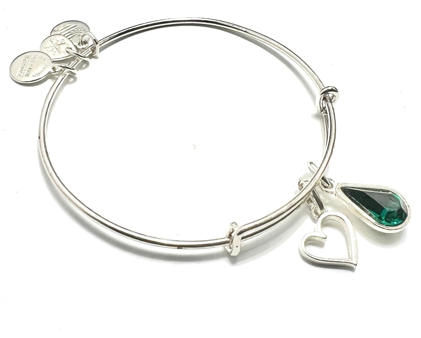 Alex and Ani - December Birthstone Blue Zircon Tear Drop PLUS Open Heart Duo Bangle