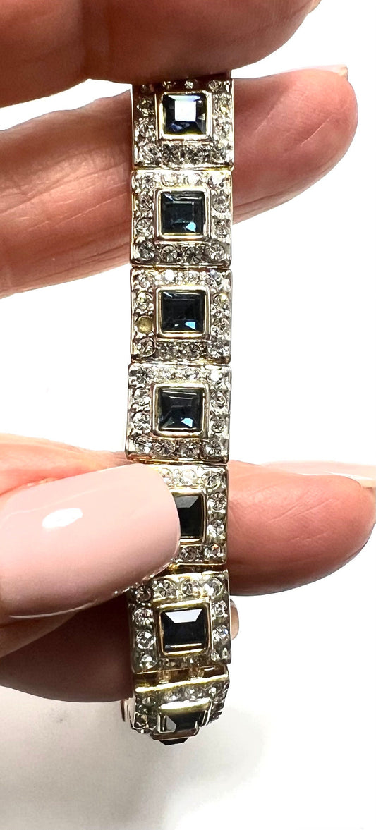 Paris Bijoux Simulated Faceted Sapphire & Rhinestone Bracelet, Wedding Bracelet For Bride, Bride’s Mother, Prom Bracelet, Gift for Her