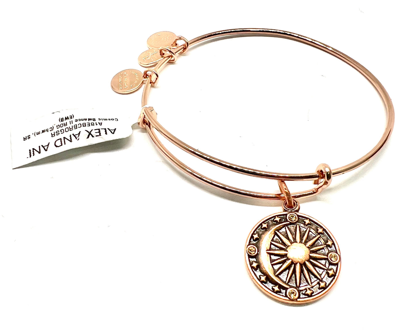 Alex and Ani - Cosmic Balance Charm Bangle Bracelet, Rafaelian Silver/Gold, with Swarovski Crystals, Expandable, Collectable Gift for Her