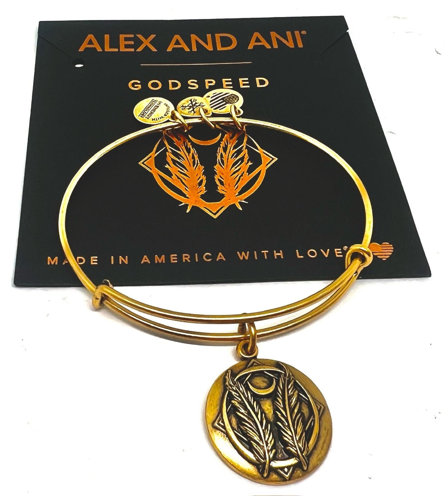 Alex and Ani - Godspeed Charm Bangle Rafaelian Gold/Silver, Stackable, Adjustable, Collector’s Bracelet, Gift for Her