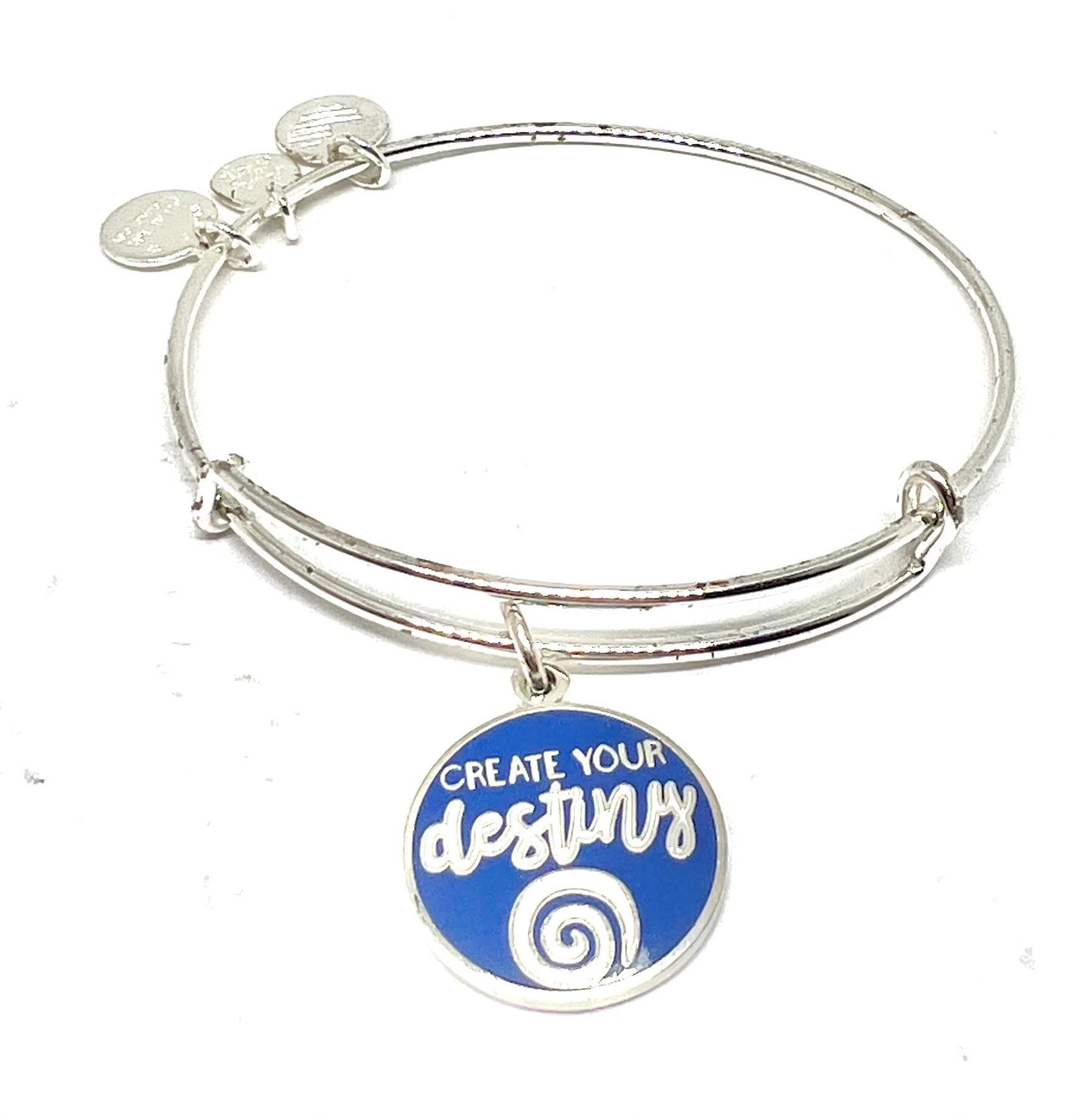 Alex and Ani - Create Your Destiny Charm & Coin Beaded Bangle, 2 Bracelets Together, Rafaelian Shiny Silver, Collector’s Gift for Her