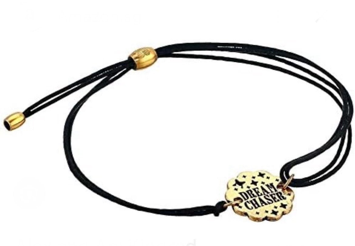 Alex and Ani - Dream Chaser Charm Kindred Pull Cord Bracelet,  .925 Sterling Silver, 14k Gold Plate, Black Cord Bracelet, NWT on Card