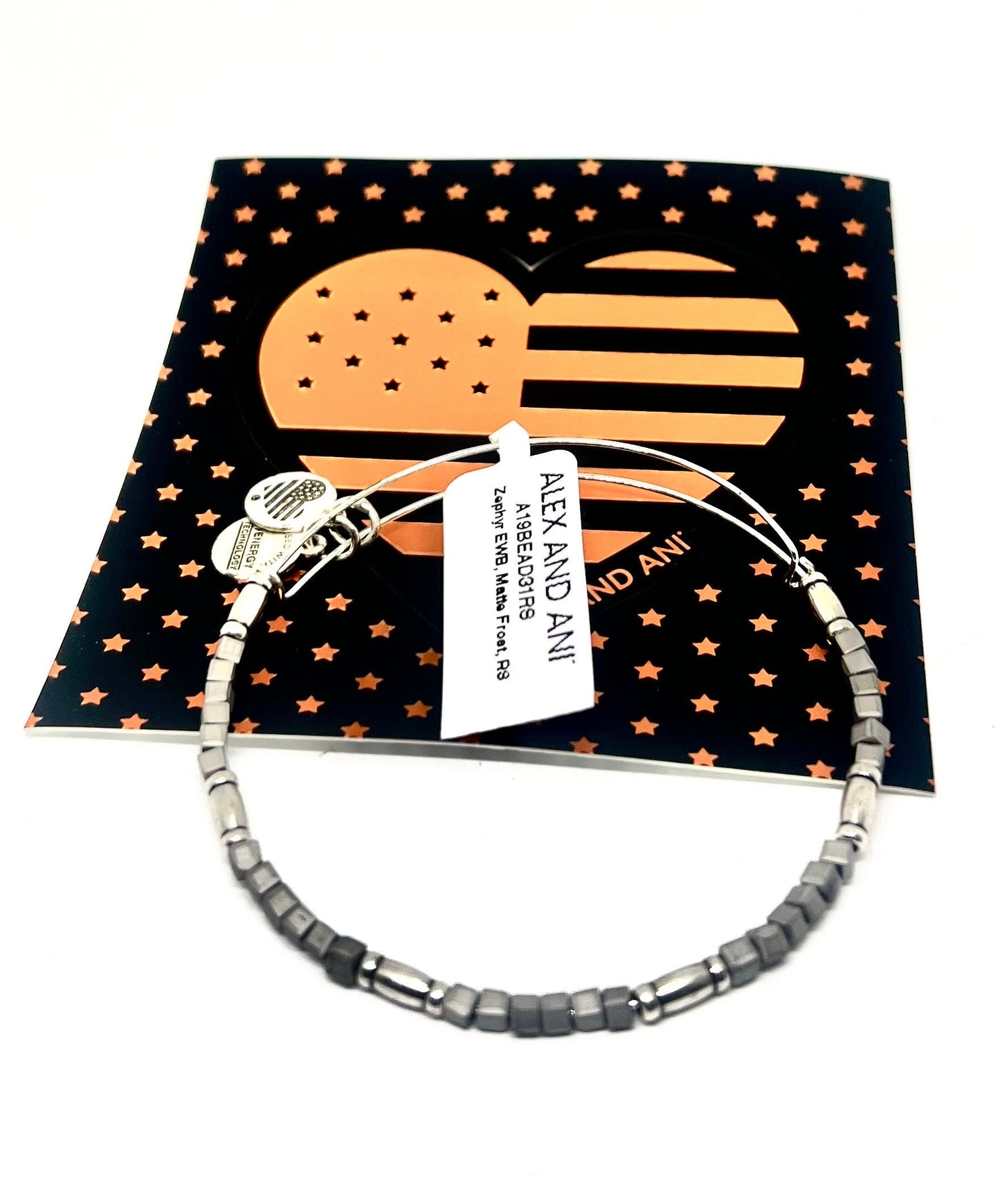 Alex and Ani - Zephyr Beaded Bangle in Rafaelian Silver, Matte Frost Slide, Adjustable Bracelet, Collector’s Gift for Her, NWT + Card & Box