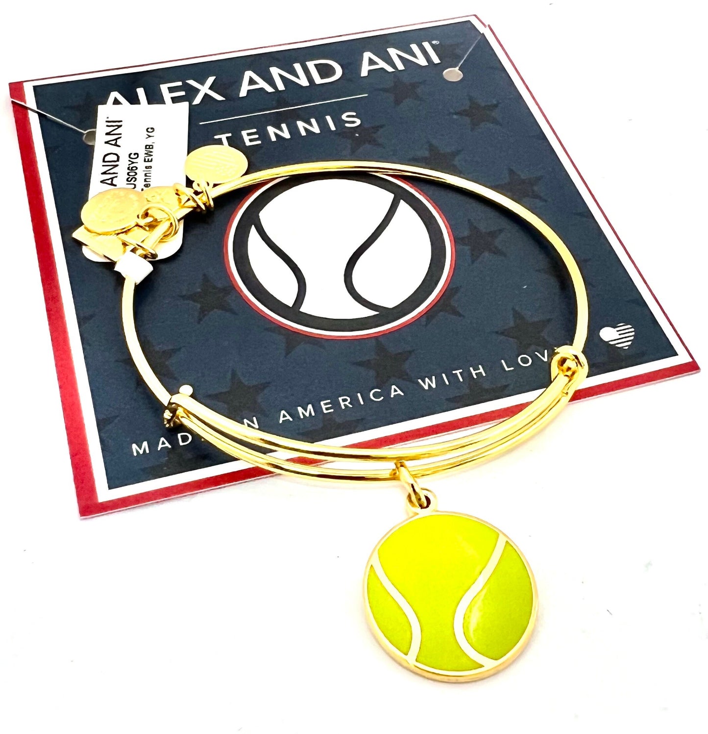 Alex and Ani - TEAM USA Tennis Team Bangle, Shiny Gold, Stackable & Adjustable, NWT + Card, Collectable Bracelet, Gift for Her