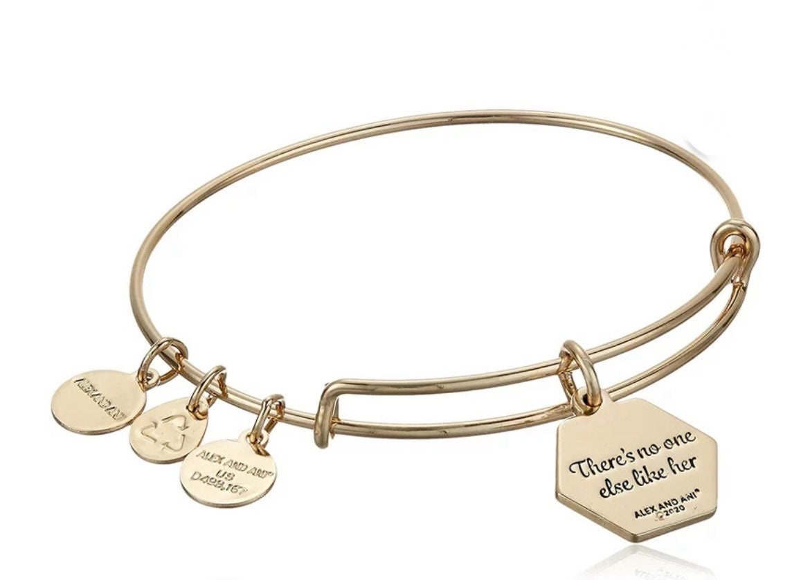 Alex and Ani - Because I Love You Goddaughter IV Charm Bangle Bracelet, Rafaelian Gold Stackable & Adjustable, Collectable Gift For Her, NWT