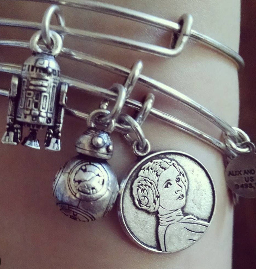 Alex and Ani - Disney Exclusive Star Wars - Princess Leia Charm Bangle Bracelet, Rafaelian Silver, NWOT, Collectable Gift for Her