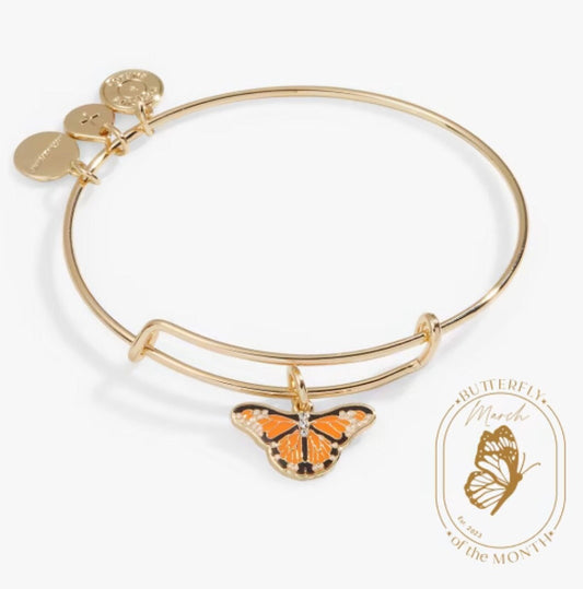 Alex and Ani - Monarch Butterfly Charm Bangle Bracelet, Shiny Gold, NWT + Card, Limited Edition