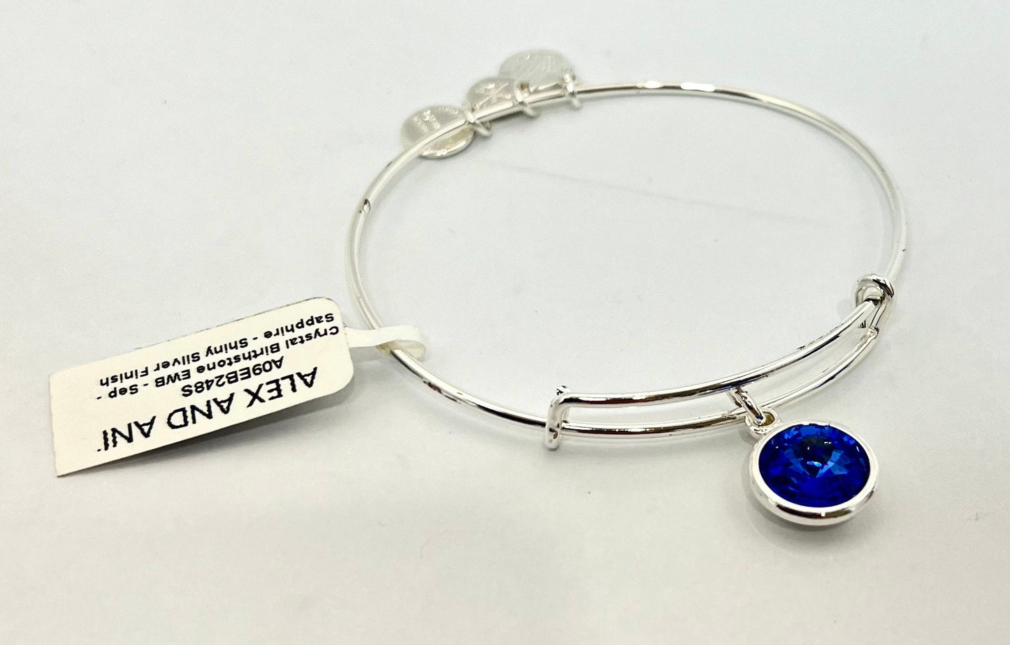 Alex and Ani - September Birthstone, Sapphire Crystal Charm Bangle, Rafaelian Silver, Stackable, Collectors Gift for Her