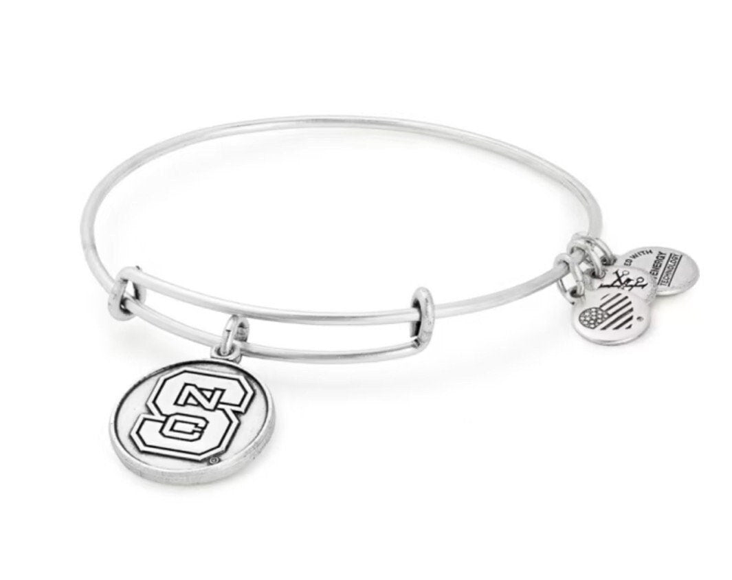 Alex and Ani - North Carolina State University Charm Rafaelian Silver, Alumni/Student, Collectable Gift For Her, School Pride Charm Bangle