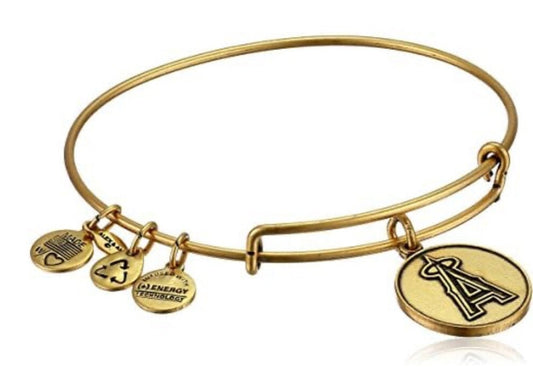 Alex and Ani - Los Angeles Angels Cap Logo Charm MLBP Rafaelian Gold Bangle Bracelet, Sports Memorabilia Collectable Gift for Her, NWT