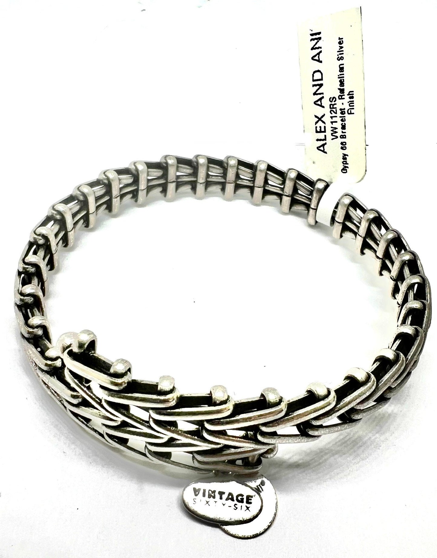 Alex and Ani Vintage Sixty-Six Gypsy Wrap Bracelet, in Shiny Rafaelian Silver, Rafaelian Silver, Rafaelian Gold NWOT+Card & Box, Gift