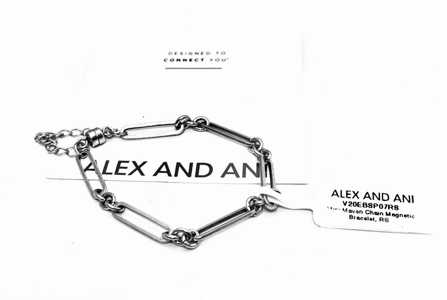 Alex & Ani - Mini Maven Vintage 66 Rafaelian Silver with Magnetic Closure, Chain Bracelet