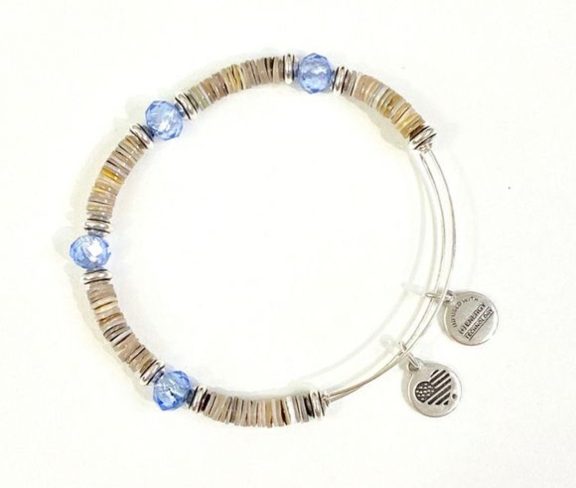 Alex & Ani - Tide Horizon Blue and Nude Beaded, Rafaelian Silver