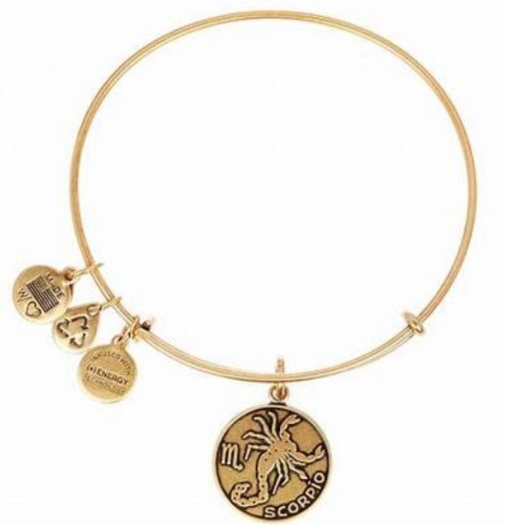 Alex and Ani - Scorpio, 10/23-11/21 Zodiac Charm Bangle Rafaelian Silver/Gold, Collectable Bracelet Gift for Her, NWOT Plus Card