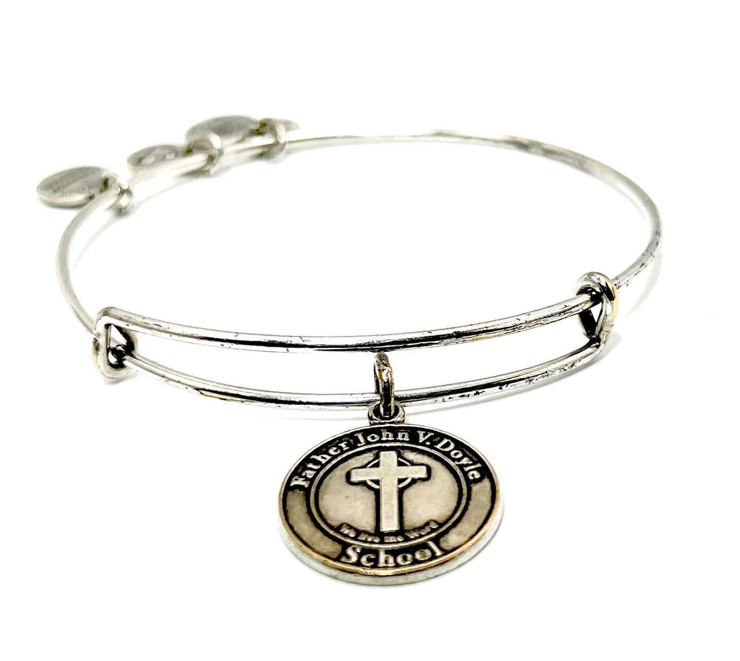 Alex and Ani - Father John V. Doyle School Charm in Rafaelian Silver, Alumni/Student, Collectable Gift For Her, School Pride Charm Bangle