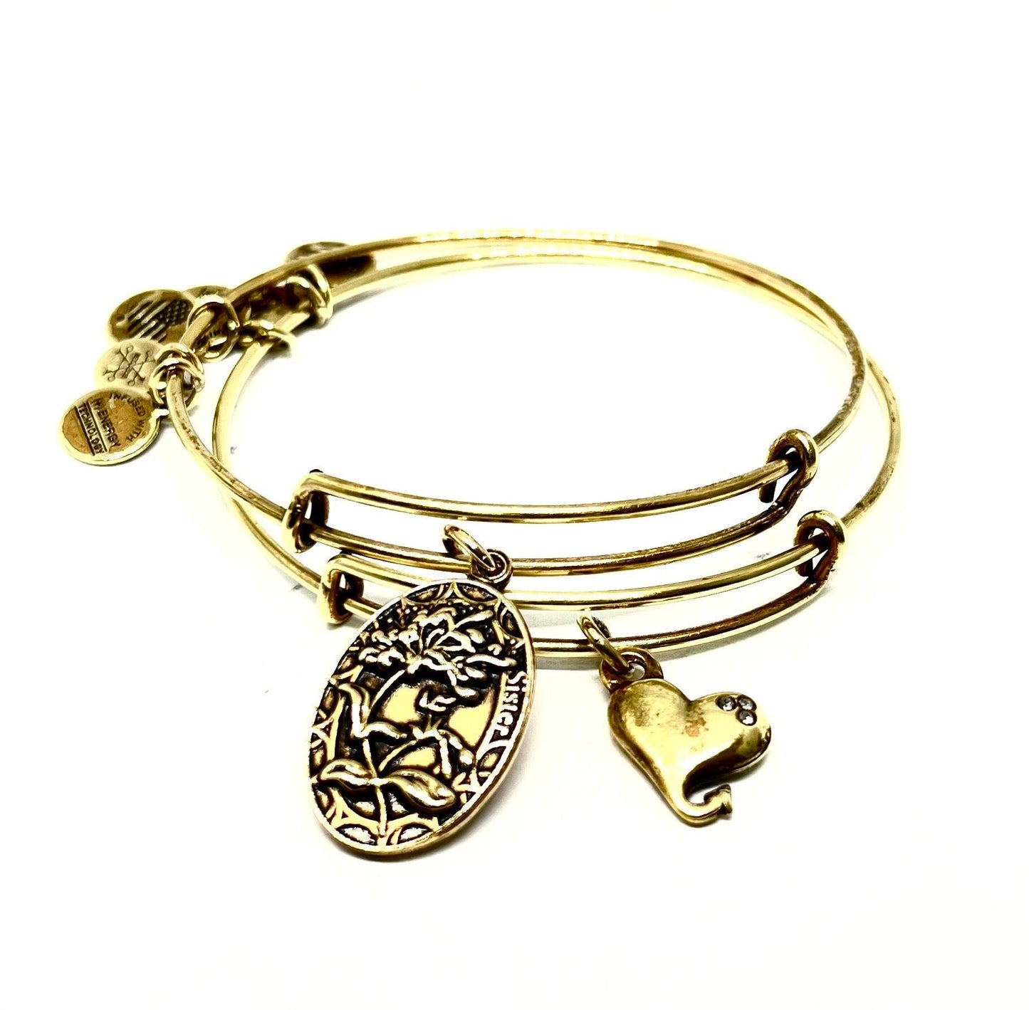 Alex and Ani - Sister + Cupid’s Heart Charm, Special Sale, Set of 2