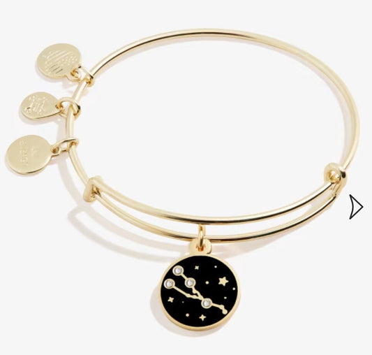 Alex and Ani - Taurus Charm Bangle, 4/20 - 5/20, NWT + Card, Rafaelian Gold, Black Enamel & Crystals, Stackable, Collectable, Gift for Her