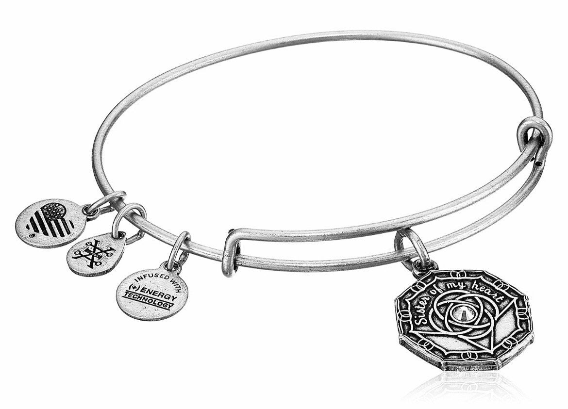 Alex and Ani - Bridesmaid Charm Bangle, Rafaelian Silver/Gold, Sister of My Heart,  Swarovski Crystal, Collectable Wedding Gift for BFF