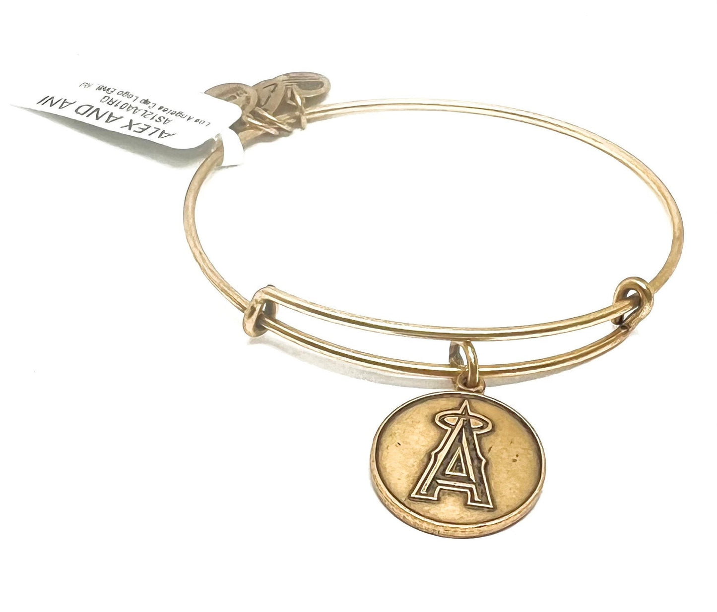 Alex and Ani - Los Angeles Angels Cap Logo Charm MLBP Rafaelian Gold Bangle Bracelet, Sports Memorabilia Collectable Gift for Her, NWT