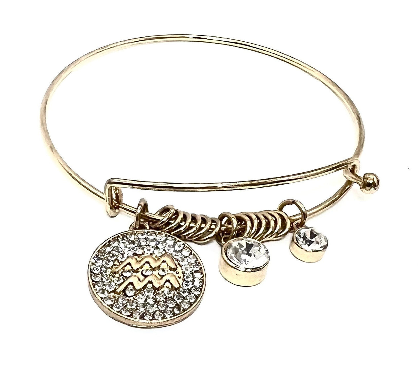 Pavé Aquarius Zodiac Charm (January 19 - February 20) Wear for Balance + Creativity, Gold-Tone, Collectable Gift for Her, NWOT