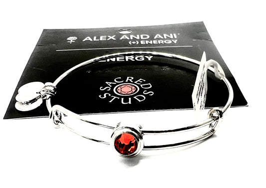 Alex and Ani - July Hyacinth Energy Stud Slider in Rafaelian Gold/Silver Charm, on Rafaelian Rose Gold Bangle, Two Toned, Silver- NWT+Card