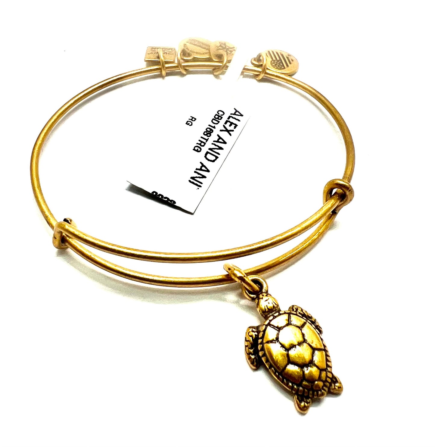 Alex and Ani - Sea Turtle Charm Bangle in Rafaelian Gold/Silver, Stackable, Adjustable, Collectable Gift for Her NWT