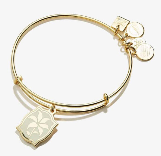 Alex and Ani - Color Infision Lily Charm in Shiny Gold, Adjustable & Stackable, Expandable Bangle Bracelet, Collectable Gift for Her, NWT