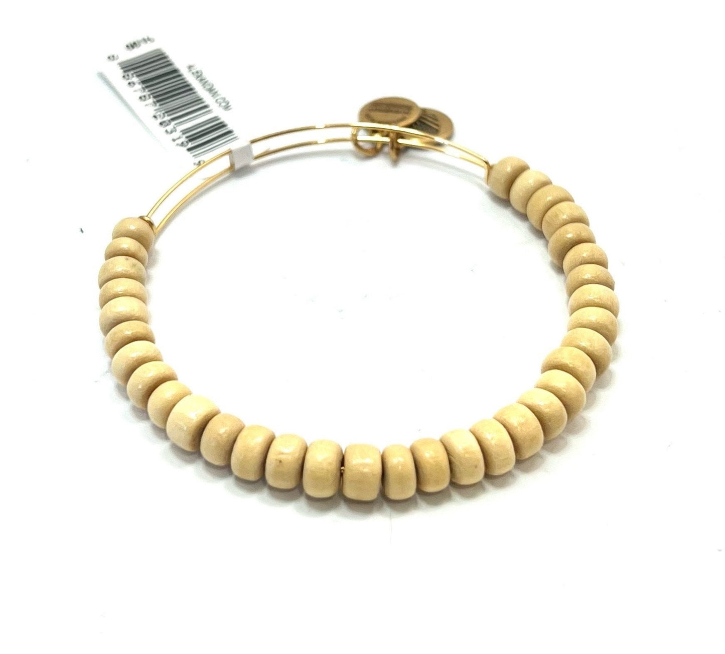 Alex and Ani - Blonde Wood Beaded in Rafaelian Gold Bangle, Expanable Bracelet, Collectable Gift for Her, NWT