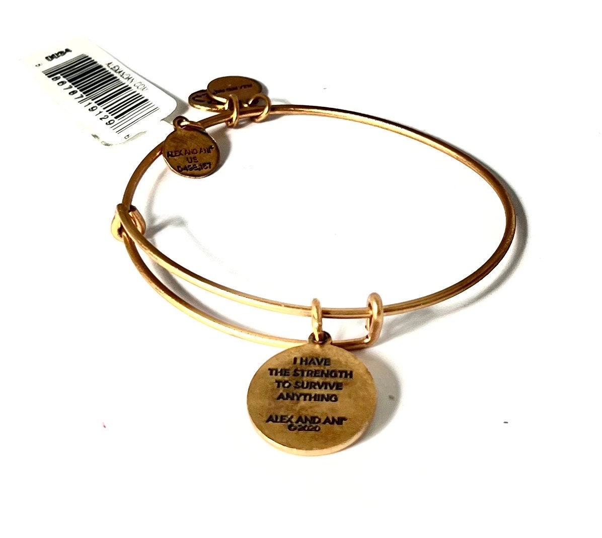 Alex and Ani - Harmonious Health Charm Bangle, Rafaelian Gold Adorned with Swarovski Crystal, Collectable Gift for Her, NWT