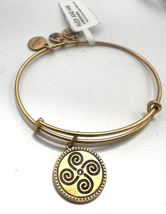 Alex and Ani - Harmonious Health Charm Bangle, Rafaelian Gold Adorned with Swarovski Crystal, Collectable Gift for Her, NWT