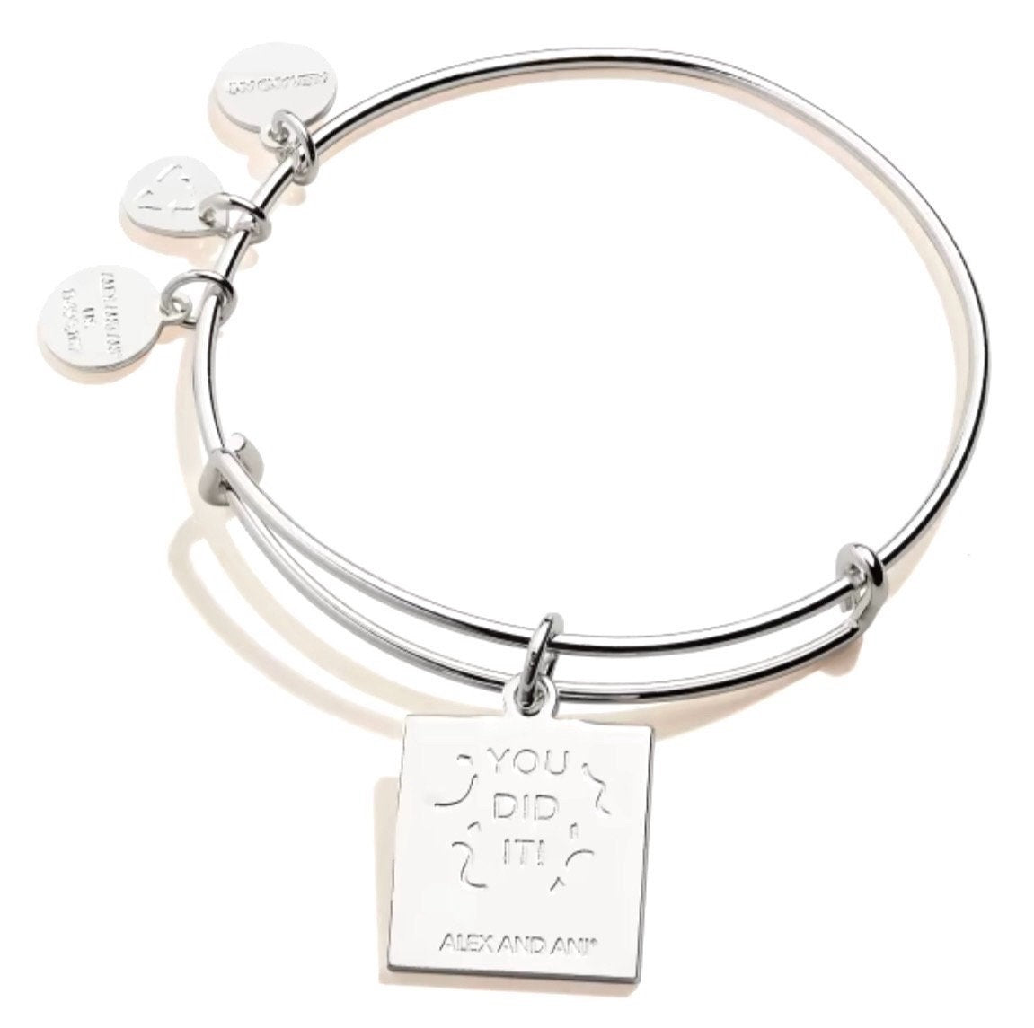 Alex and Ani - Color Infusion - Words Are Powerful, “Congrats” Charm Bangle, Shiny Silver, Swarovski Crystal, Collectable, Gift for Her