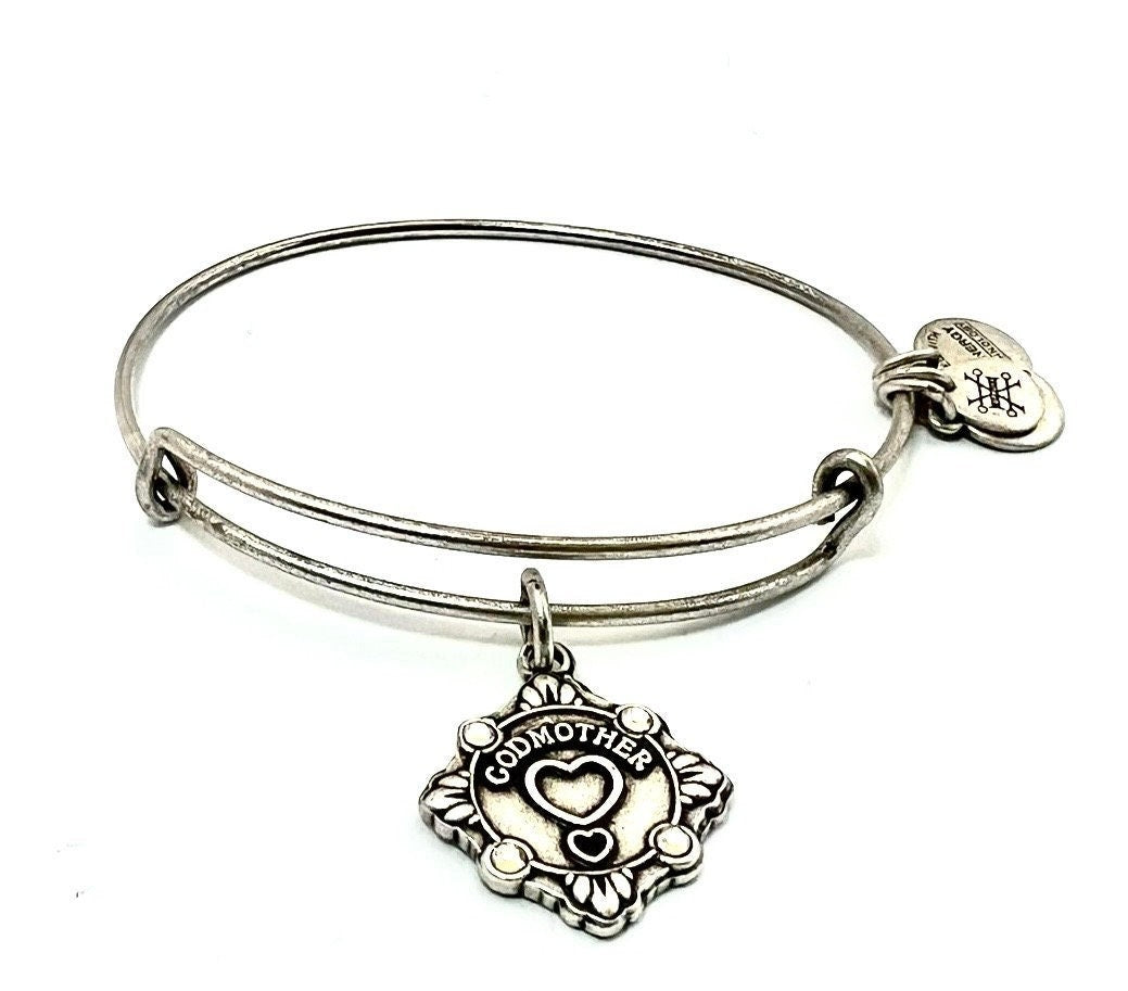 Alex and Ani - Because I Love You Godmother Charm Bangle Bracelet in Rafaelian Silver