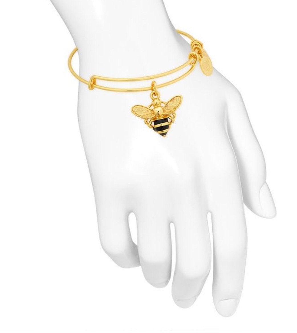 Alex and Ani - The Bumble Bee Bracelet Charm Bangle, Charity by Design, Adjustable and Stackable, Shiny Gold, Collectable Gift for Her