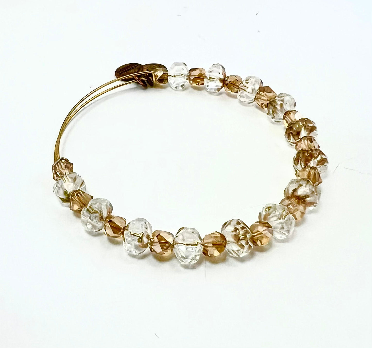 Alex and Ani - Clear Swarovski Crystal Beaded Bangle, Rafaelian Gold, Adjustable and Stackable, Collectable, Gift for Her