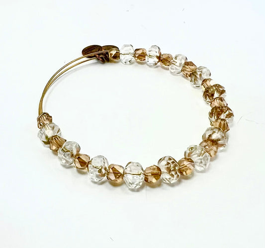 Alex and Ani - Clear Swarovski Crystal Beaded Bangle, Rafaelian Gold, Adjustable and Stackable, Collectable, Gift for Her