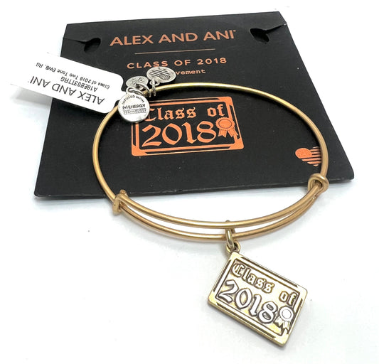 Alex and Ani - Graduation Diploma Charm, Class of 2018 or 2019, Bangle Rafaelian Silver, Stackable, Collectable Gift for Her, NWT + Card