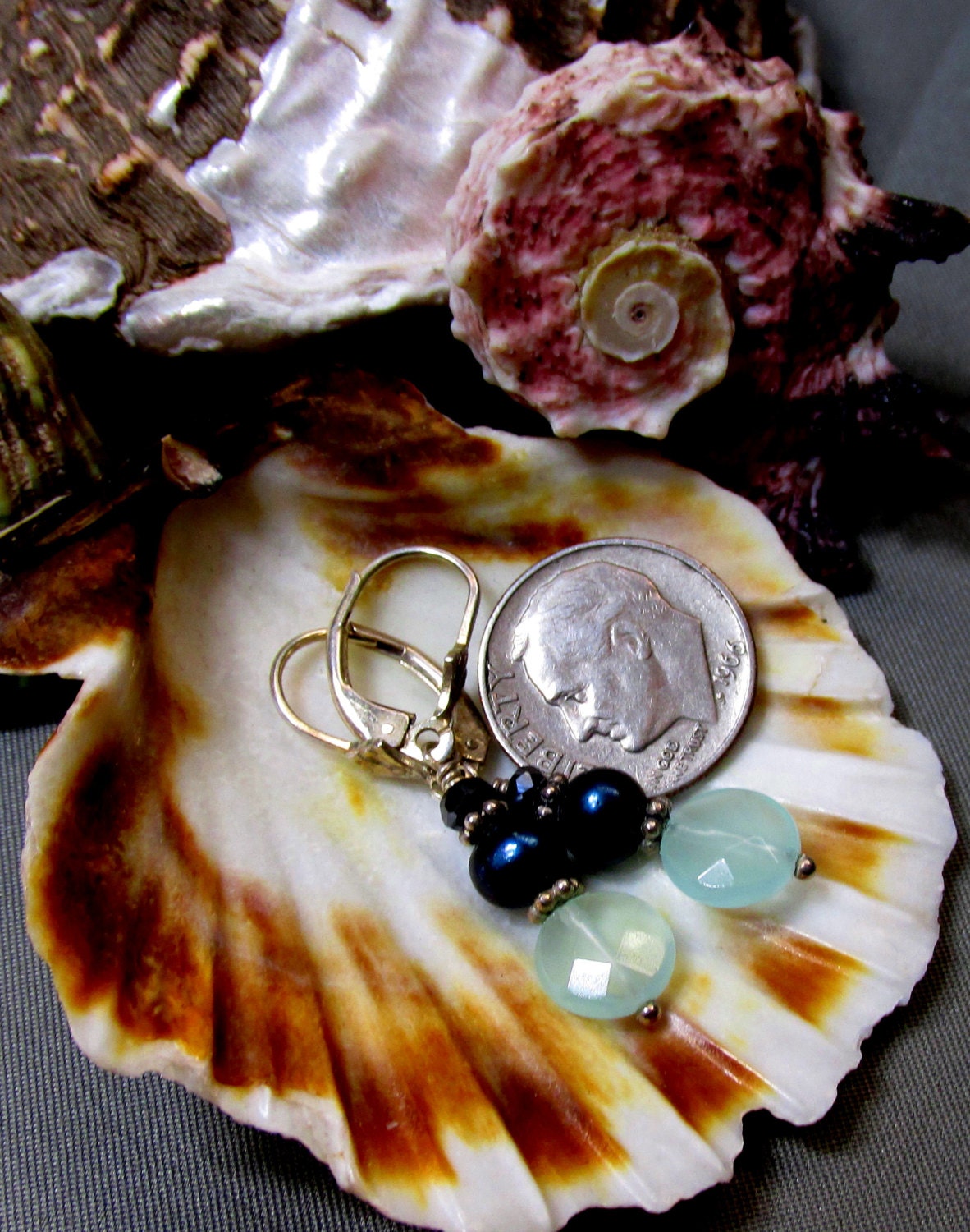 Chalcedony, Peacock Pearl, and Spinel with Sterling Silver Components