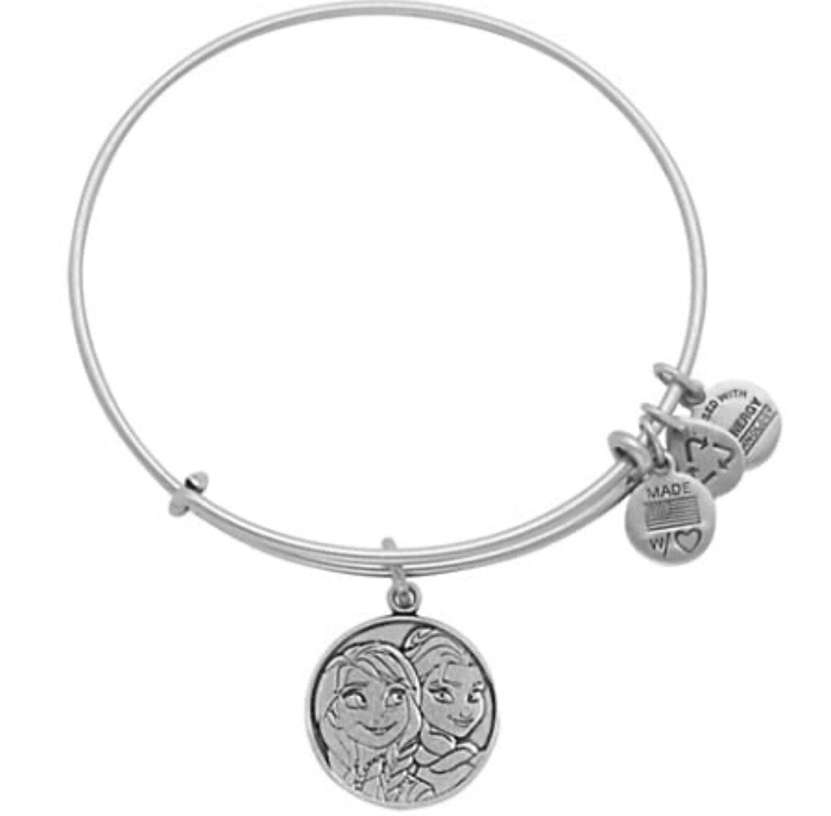 Alex and Ani - Disney Exclusive Elsa and Anna, Frozen Charm Bangle Bracelet, Rafaelian Silver, NWOT, Collectable Gift for Her