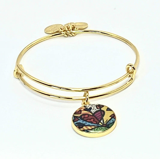 Alex and Ani - A New Day Shiny Charm, Gold Finish Bangle Bracelet, By Britto