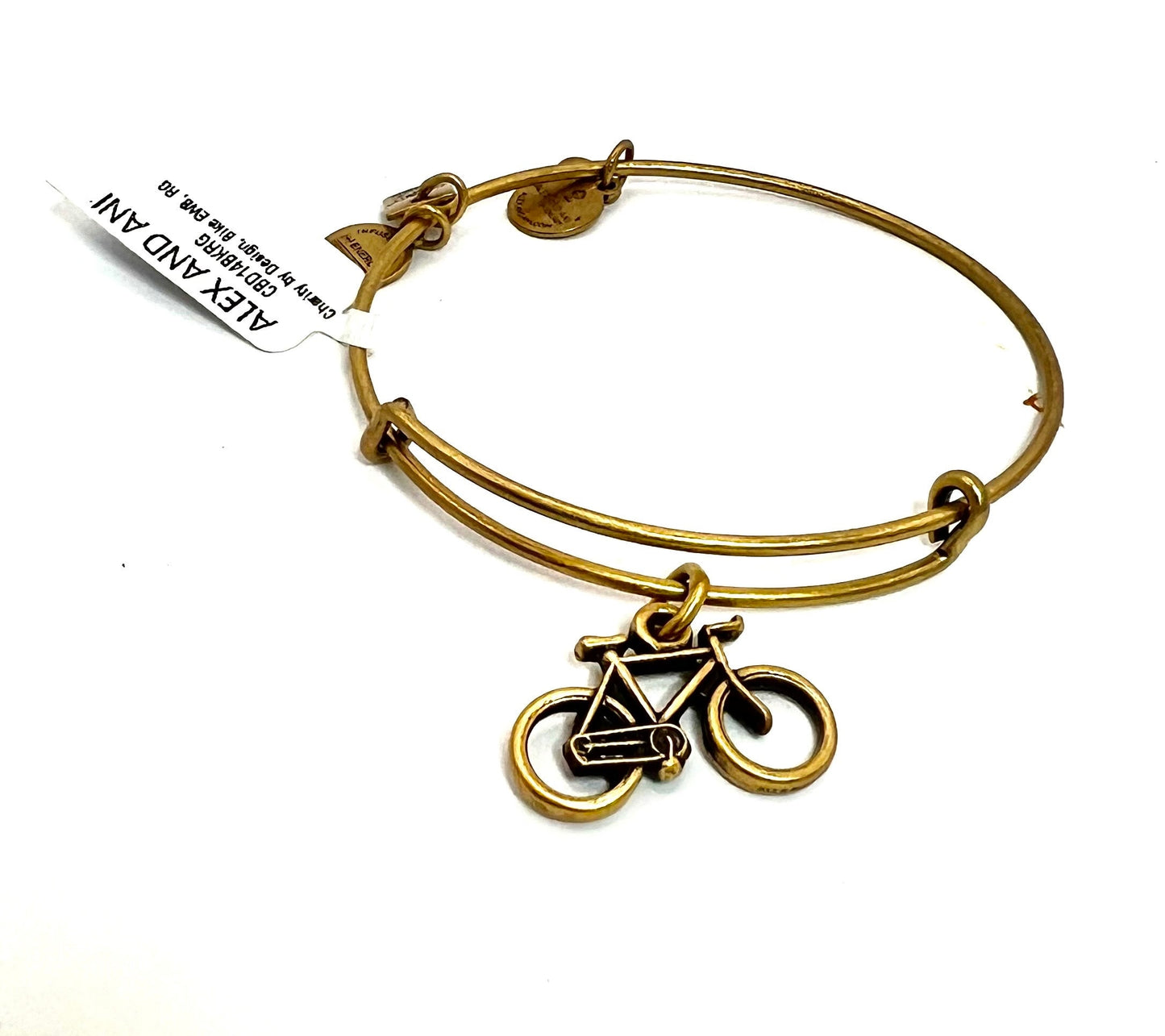 Alex and Ani - Bike Charm in Rafaelian Silver/Gold, Adjustable Bangle Bracelet, Collectable Gift for Her, NWT