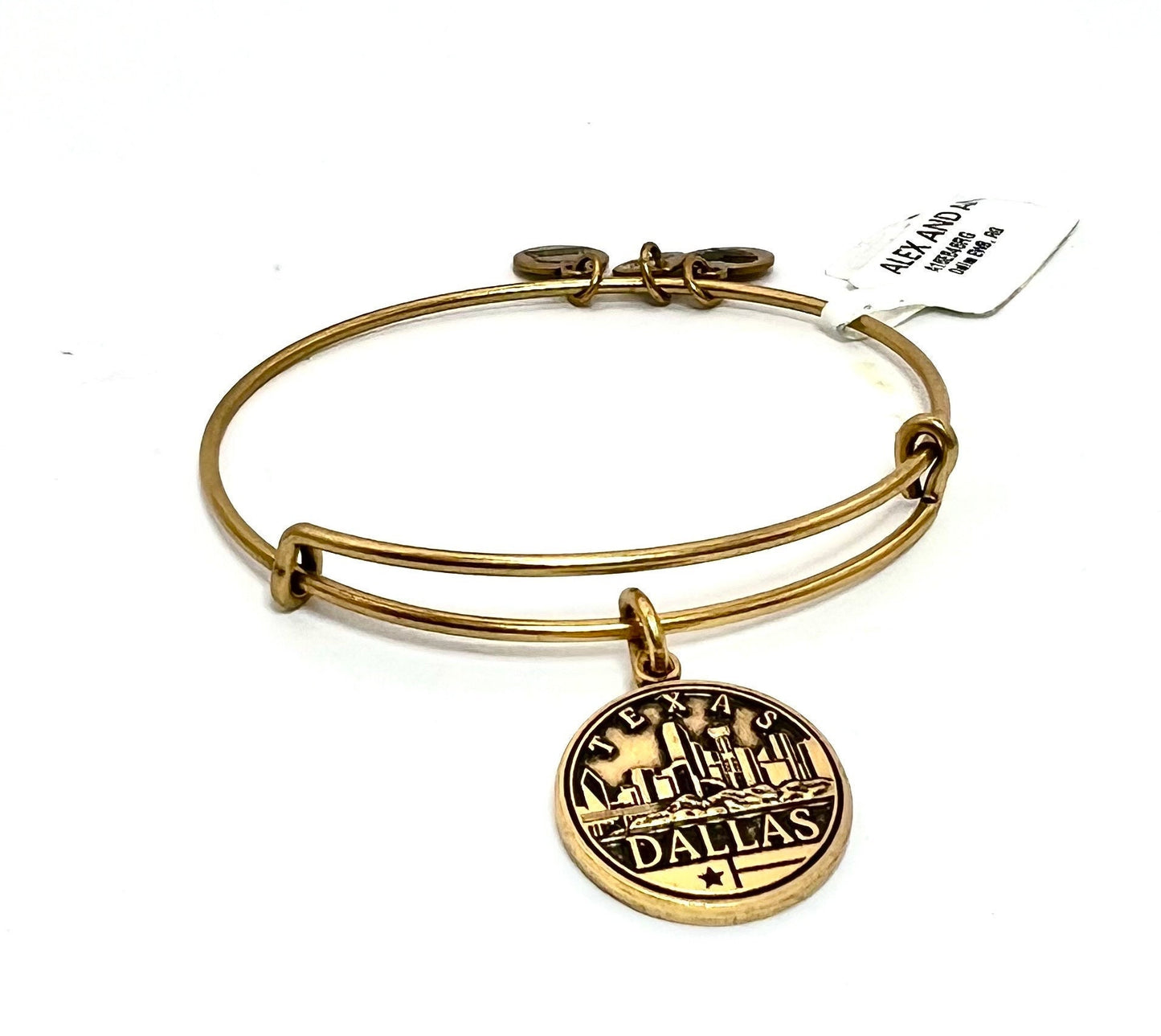 Alex and Ani - Dallas, Texas Charm, The Places We Love, Destination Bangle Bracelet, Rafaelian Gold, Stackable, Collectable Gift for Her