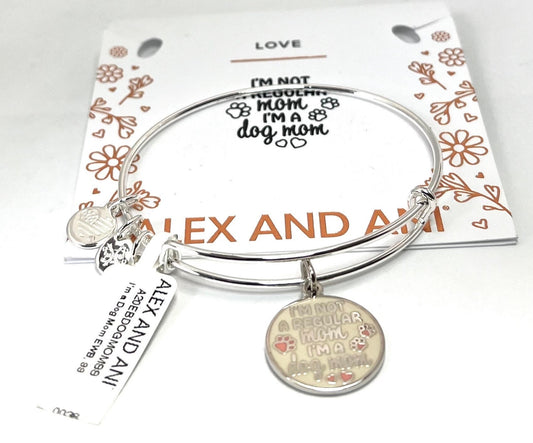 Alex and Ani - I’m Not a Regular Mom Charm I’m a Dog Mom Bangle Charm, Dog Lover, Stackable, Gift for A Dog Lover, Brand New w/Tags + Card