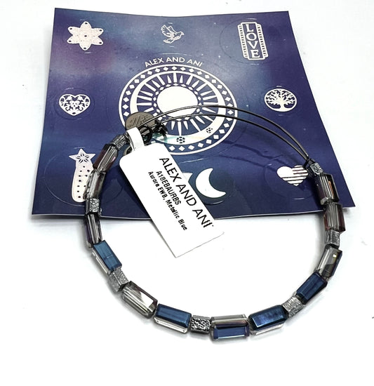 Alex and Ani - Aurora Blaze, Midnight Blue, Beaded Bangle Bracelet, Midnight Blue Finish, Adjustable & Stackable, NWT + Sticker Card, Gift