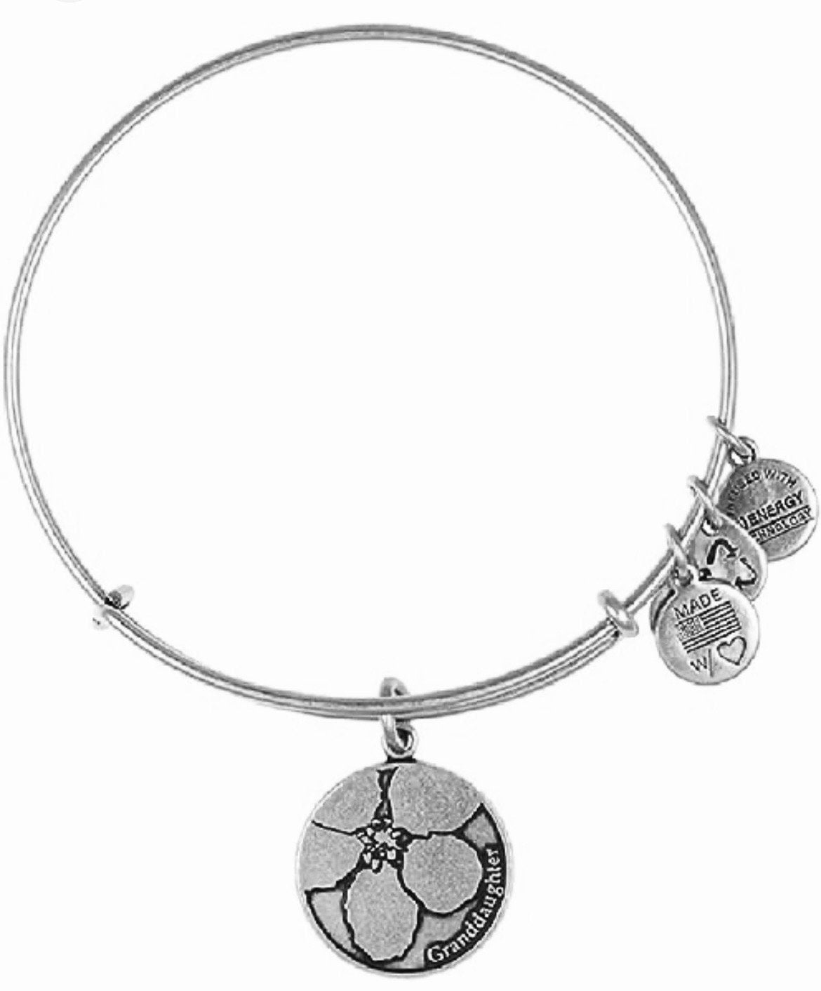 Alex and Ani - Because I Love You Granddaughter Charm in Rafaelian Silver, Adjustable & Stackable, NWT, Collector’s Gift for Her