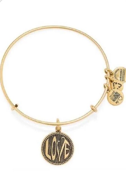 Alex and Ani - LOVE Charm Bangle, Stackable Bracelet, Rafaelian Gold/Silver, Gift for Her, Collectable, Valentine's Gift, Anniversary Gift