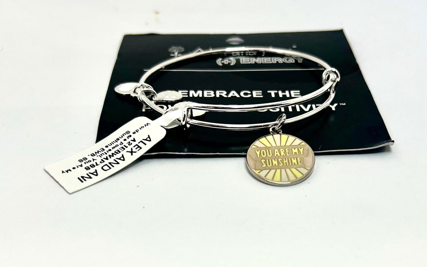 Alex and Ani - “You Are My Sunshine” Charm Bangle Bracelet, Shiny Silver, Stackable, Collectable Bracelet, Gift For Her, NWT + Card